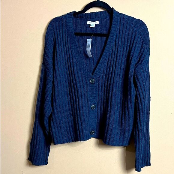 American Eagle Size Large Navy Button Up Knitted Cardigan NWT - Picture 1 of 5